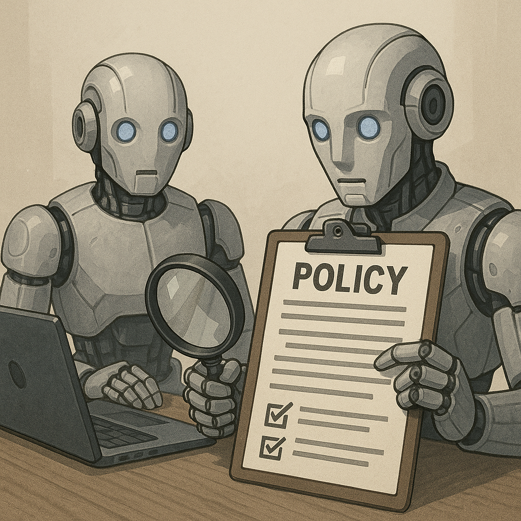 AI agents reviewing policy documentation